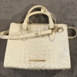 Brahmin Ivory Crocodile Embossed Satchel